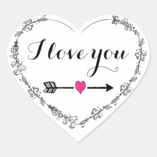 Filigree Heart avec I Love You Stickers
