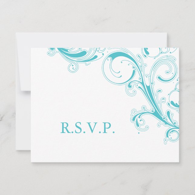 Filigree Swirl Blue Curacao RSVP (Devant)
