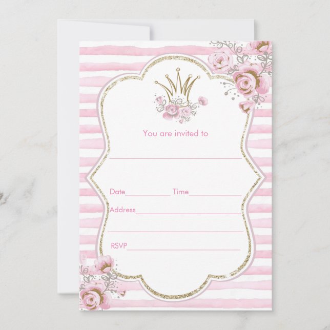 Fill in invitation watercolor floral princess (Devant)