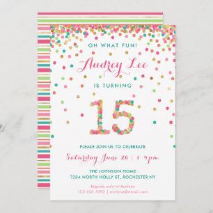 Fille 15e anniversaire Invitation quinzième annive