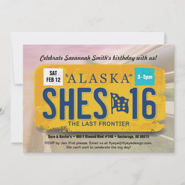 Fille 16e anniversaire Alaska Licence Invitation (Devant)