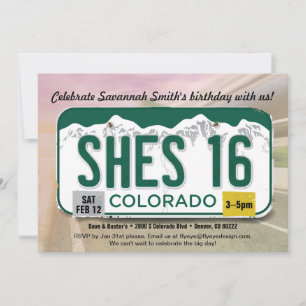 Fille 16e anniversaire Colorado Licence Invitation