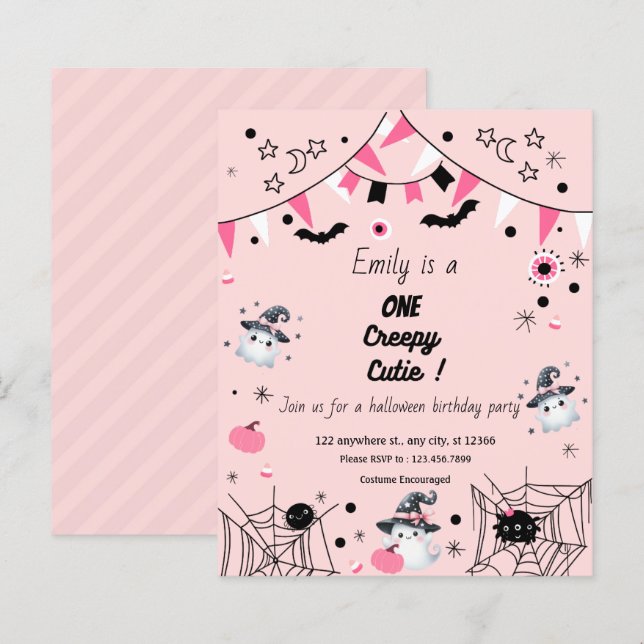 Fille 1er Anniversaire Halloween Parti Budget rose (Devant / Derrière)