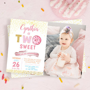 Fille 2e Invitation Anniversaire Deux Donut doux P