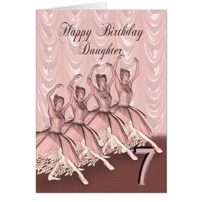 Fille 7 ans, carte d'anniversaire de ballerine (Devant)