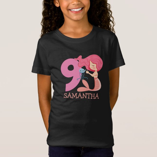 Fille 9e anniversaire mermaid T-shirt (Devant)