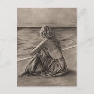 Fille à la plage Carte postale