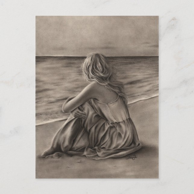 Fille à la plage Carte postale (Devant)