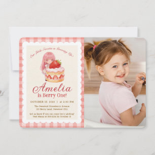 Fille à l'aquarelle douce fraise 1er anniversaire