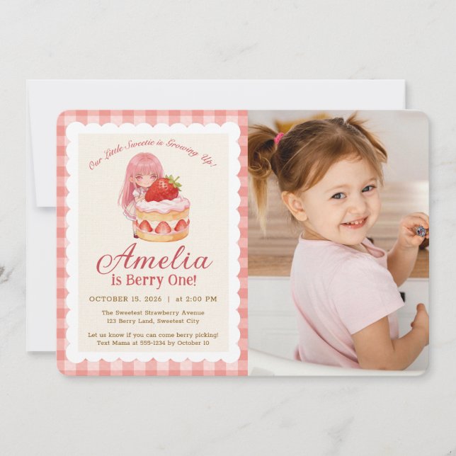 Fille à l'aquarelle douce fraise 1er anniversaire  (Devant)