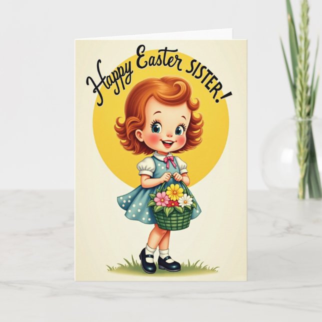 Fille à pois Carte de printemps (Devant)
