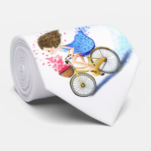Fille à vélo Cravate Romantique Coeurs d'amour