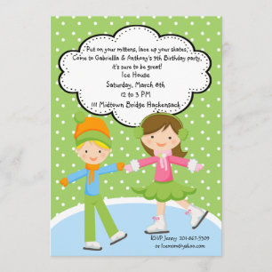 Fille adorable et invitation de patinage