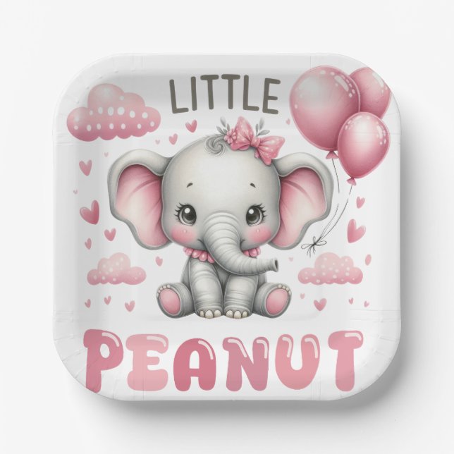 Fille adorable petite assiette en papier de cacahu (Recto)