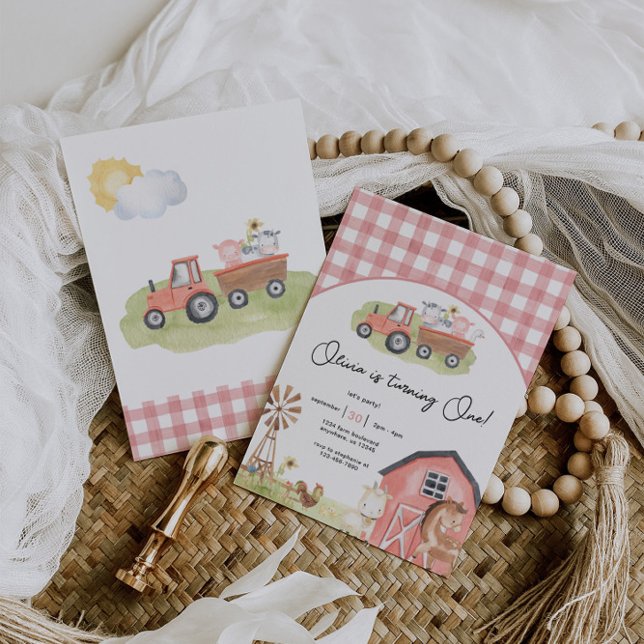 Fille Animaux de ferme Barnyard Invitation d'anniv (Créateur téléchargé)