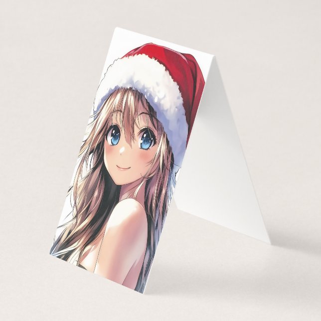 Fille Anime Festive Chapeau de Père Noël avec des  (Front)