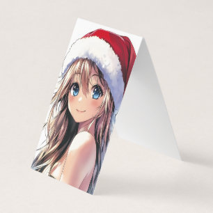 Fille Anime Festive Chapeau de Père Noël avec des 