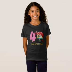 FILLE Anniversaire Pirate 4ème Nom T-shirt