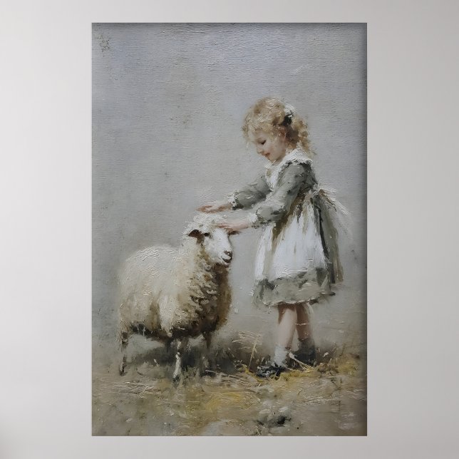 Fille Antique Et Impression De Mouton, Ferme Vinta (Devant)