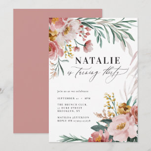 Fille aquarelle florale 30e anniversaire rose bleu