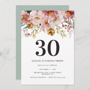 Fille aquarelle florale 30e anniversaire rose chic