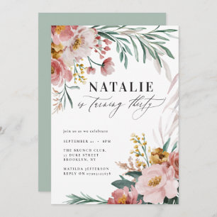 Fille aquarelle florale 30e anniversaire rose vert