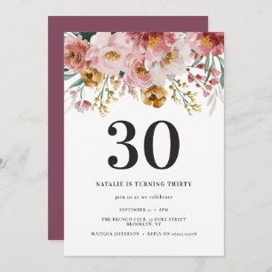 Fille aquarelle florale 30e anniversaire violet ch