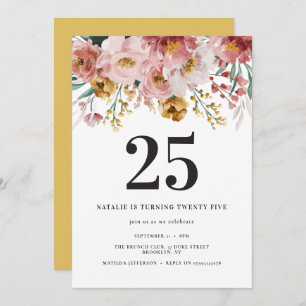 Fille aquarelle florale éditable âge anniversaire