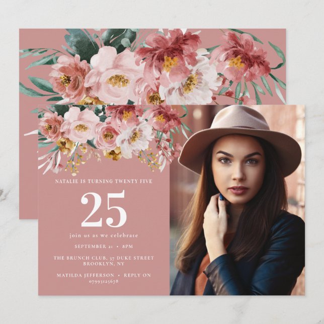Fille aquarelle florale éditable photo d'âge (Devant / Derrière)