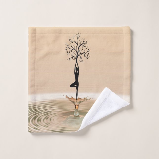 Fille Arbre Silhouette Yoga (Gant de toilette)