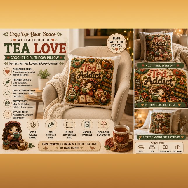 Fille au Crochet Amoureuse du Café Coussin Cottage (Créateur téléchargé)