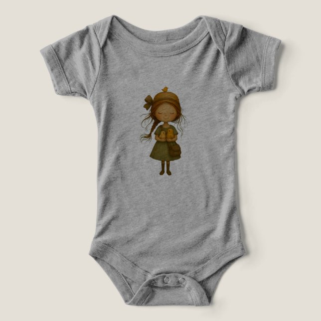 Fille au gris d'automne tenue bébé DTG (Design Recto)