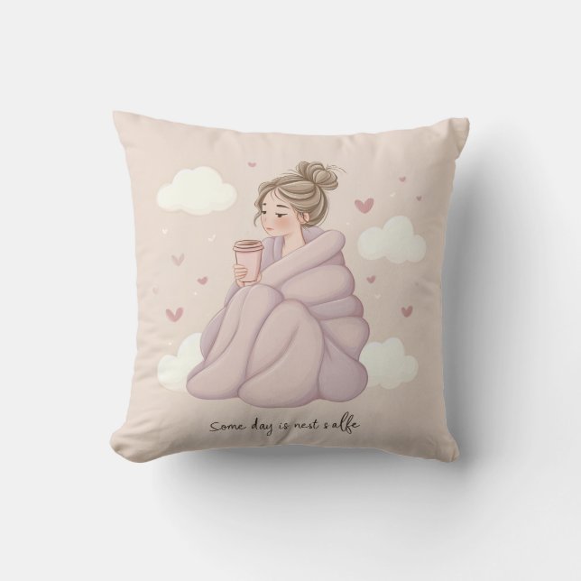 Fille au look cosy Coussin de jet (Recto)