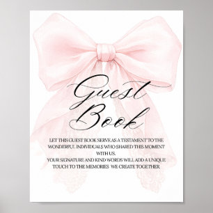 Fille au Nœud Rose Fête Moderne de Bébé Livre d'Or