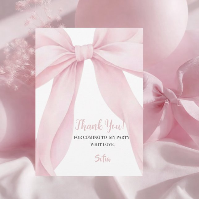Fille au nœud rose Invitation Anniversaire 1 an à  (Créateur téléchargé)