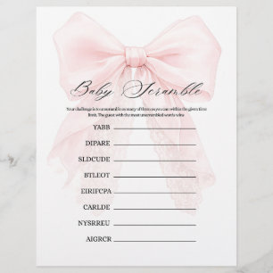 Fille au Nœud Rose Jeux de Baby Shower Moderne
