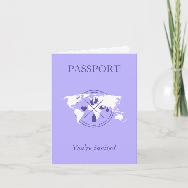 Fille au passeport violet Fête prénatale Carte du  (Devant)