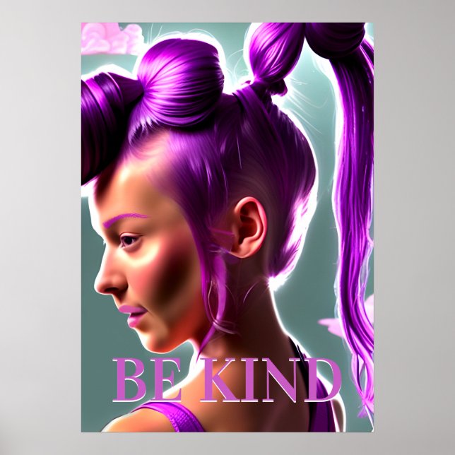 Fille aux cheveux violets Poster  être gentil (Devant)