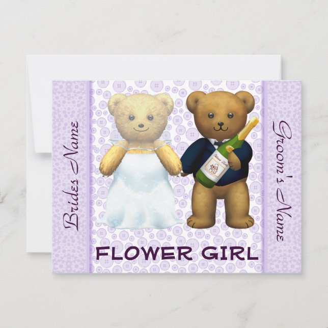 Fille aux fleurs - Ours en peluche Invitation de m (Devant)