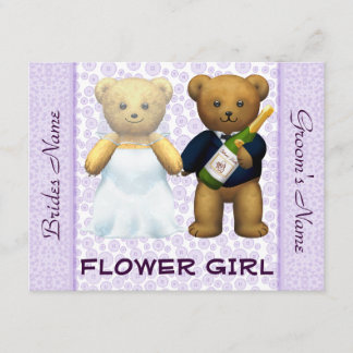 Fille aux fleurs - Ours en peluche Invitation de m