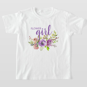 Fille aux fleurs T-shirt de mariage floral violet