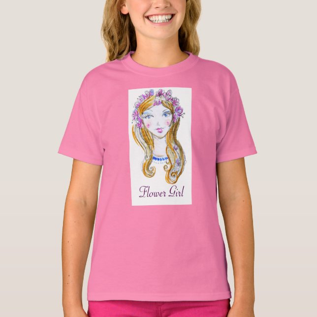 "Fille aux fleurs" - T-shirt Filles (Devant)