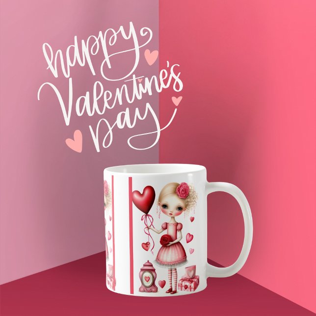 Fille avec ballons Valentine Coffee Mug (Créateur téléchargé)