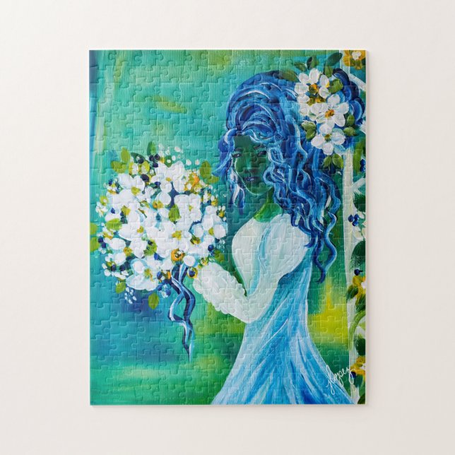 Fille Avec Bouquet De Printemps Puzzle Art (Vertical)