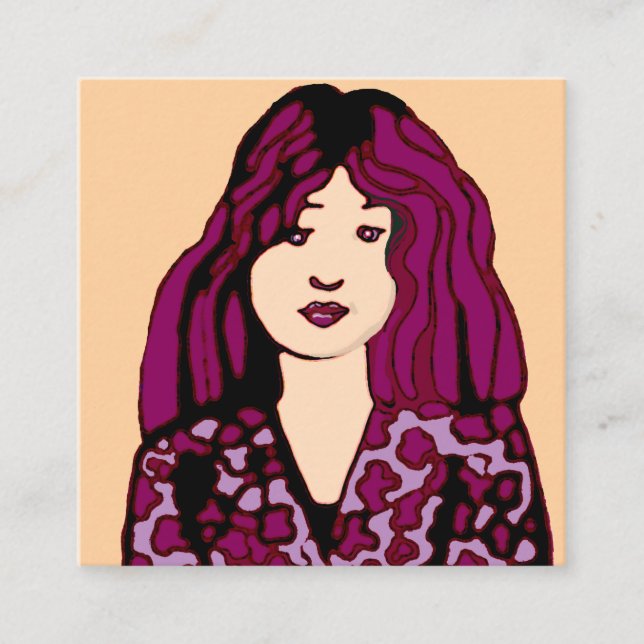 Fille avec carte d'appel de cheveux rouge violet (Devant)