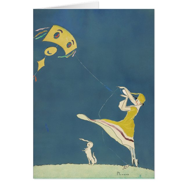 Fille avec cerf-volant et chien (1917) (Devant)