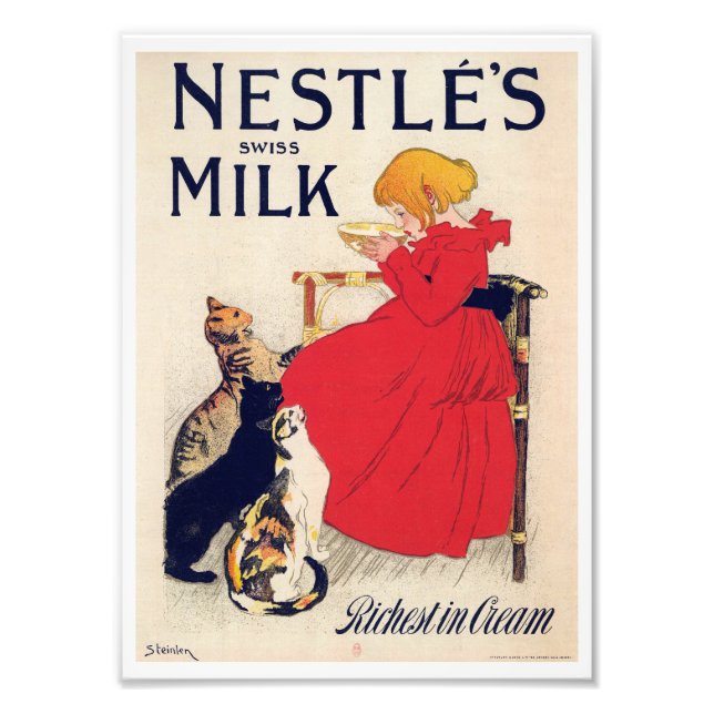 Fille avec chats, Poster vintage, Alexandre Steinl (Devant)