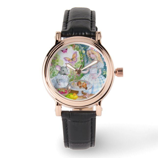 Fille avec des amis au jardin dans une montre ! (Recto)