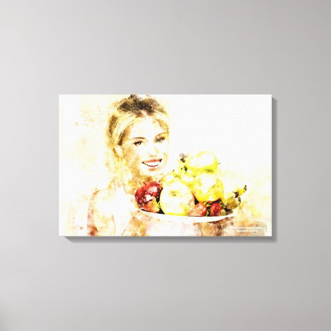Fille avec des fruits imprimé en toile (Recto)