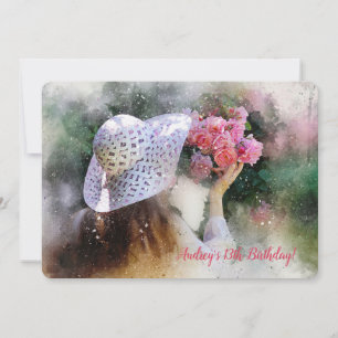 Fille avec invitation Bouquet